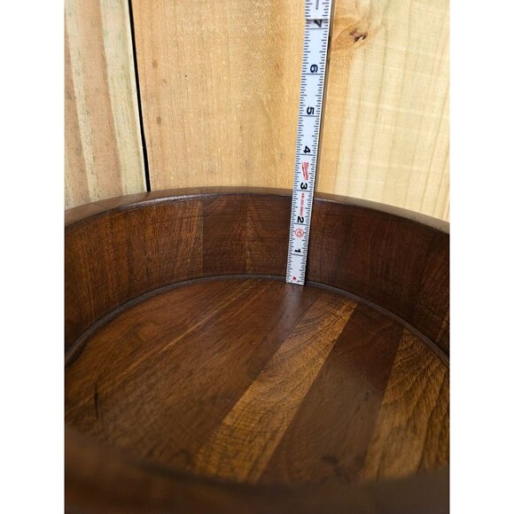 Vintage Mid-Century Modern Wooden Pedestal Bowl 10" Diameter - Picture 7 of 16